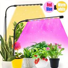 1 Set Luz de crecimiento de espectro de 3 colores regulable con enchufe USB, lámpara LED para plantas en maceta para uso en interiores, luz de cultivo de plantas para uso doméstico en invierno - Rojo, azul y amarillo - Ver 2