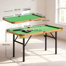 SPORTNOW Folding Pool Table, Billiard Table, 2 Cues, 16 Balls, Triangle, Brush, Green - 1 - View 6
