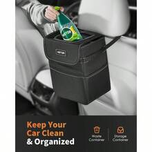 TTJM Car Trash Can - Leak-Proof Car Organizer And Storage Bag For The Back/Front/Console Of Any CarsSedans SUVs And Trucks Easy-To-Install Car Accessory Interior - Black - View 2