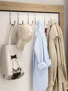 1个不锈钢挂钩，免打孔双S形挂钩，厨房和浴室橱柜门后衣物、帽子、毛巾收纳架，侧柜门挂钩，宿舍双S形挂钩，返校季，母亲节礼物，浴室和厨房置物架，结婚纪念日，减压 - 彩色 - 查看 3