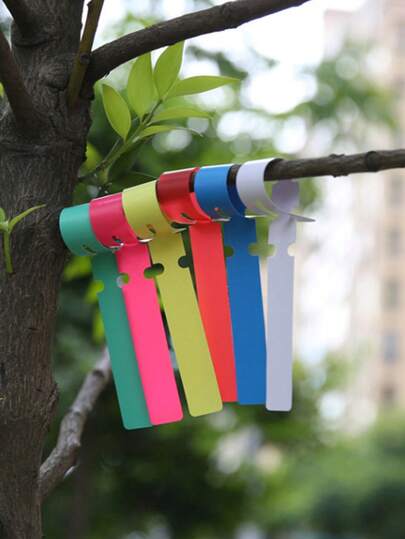 100-200pcs Plastic Plant Tree Tags, 6 Colors Plant Hanging Labels, Outdoor Labels, Wrap-Around Plant Tree Markers, Adjustable Hanging Nursery Garden Labels, Waterproof Reusable Plant Tags