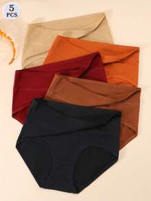 5件/套 女士中腰纯棉透气舒适比基尼内裤