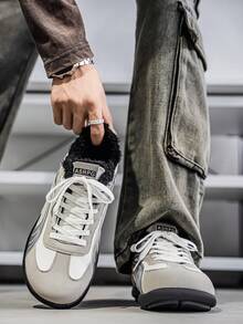 Shoes 男士时尚复古休闲厚底运动鞋，保暖内里，适合跑步 - 灰色 - 查看 5