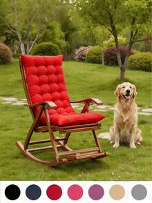 1pc Ergonomic Recliner Cushion, Rocking Chair Pad, Woven Seat Cushion, Comfortable Polyester Fiber Back Support, Mesh Design, Suitable For Home, Car Or Cabin Long-Term Sitting - Chair Not Included, All-In-One High-Back Patio Rocking Chair Cushion, For Indoor Summer Use - Multicolor - View 3