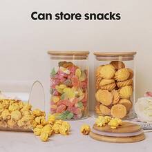 2/4/6pcs Kitchen Food Glass Storage Jars, Candy Jars, Airtight Glass Jars, Coffee Bean Containers, Glass Spice Jars With Bamboo Lids, Kitchen Organizers, Suitable For Kitchen Spices, Coffee, Grains, Candy, Cookies, Pasta, Home Kitchen Tabletop Decor, Stackable, Suitable For Holiday And Wedding Gifts - Clear - View 6