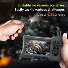 NATFIRE Industriekamera-Endoskop mit Beleuchtung, einstellbare Helligkeit, Inspektions-Boreskop, 4,3" IPS-Bildschirm, IP67 wasserdicht, 2600mAh Typ-C wiederaufladbarer Akku, 5m/16,4ft, inklusive Magnet, Haken, Seitenspiegel, runder Reflektorspiegel, flexibler Schwanenhals-Boreskop, geeignet für Rohrinspektion, Fahrzeugunterboden, industrielle Anwendungen, Kfz-Reparatur, Kfz-Diagnose, allgemeine Beobachtung, Kohlendetektion, visuelle Wartung, AC-Sonde - Verschiedenfarbig - Übersicht 5