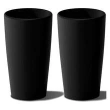 Of 2 Round Tall Planters 22 Inch, Large Planter For Indoor Outdoor Plants, Modern Flower Pot Containers Large Decorative Tree Planter, Black - 黑色 - 查看 1