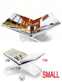 1pc X-Shaped Transparent Acrylic Book Stand, Reading Shelf, Music Album Display Rack, Black & White Book Holder, Home Decor, Suitable For Library, Cookbook, Music Album And Various Books Reading And Display, Countertop Decor For Kitchen - 透明色 - 查看 13