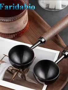 Faridabio 1件装耐用不锈钢咖啡量勺，胡桃木手柄 | 复古量杯，适用于烘焙、精准冲泡咖啡和茶、调制鸡尾酒，厨房配件 - 理想的节日礼物 - 彩色 - 查看 5