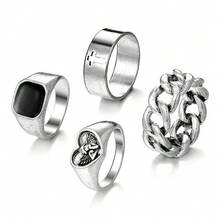 6PCS Skull Snake Geometric Cross Fashion Retro Vintage Personality Temperament High-End Ring Set - 58-2149 款式五 - 查看 10