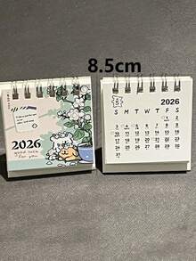 1件2026年时尚线条画狗狗日历，时尚高品质可爱女孩桌面日历，迷你桌面装饰 - 彩色 - 查看 4