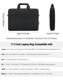 TECOOL 14-17.3 Inch Laptop Bag With Padded Shoulder Strap,Waterproof Briefcase Shockproof Messenger Bag For 14-17.3'' Inch ASUS HP Laptop And Other Brands Of Laptops, Black