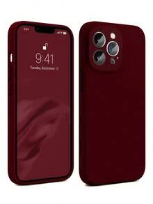 1个仿液态绒毛手机壳，商务风格手机壳，兼容三星S21/S22/S23/S24/S25，兼容苹果17/17 Pro、17 Pro Max、16/16 Pro/16 Pro Max、15 Pro Max、14/13/12/11，兼容OPPO，兼容红米，兼容，手机壳，手机配件，适用于13英寸和16英寸手机，送朋友的礼物，17 Pro Max手机壳 - 酒紅色 - 查看 2