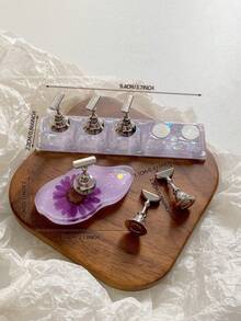 亚克力极光彩虹色矩形钻石形状美甲展示架，树脂水晶珠水钻复古韩国花朵激光 DIY 家居和户外女士母亲姐妹妻子女友婚礼美甲沙龙美容情人节使用