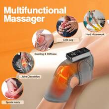 Hailicare Cordless Electric Knee Massager, 3 Vibration Modes, 5-Level Heating, Warm Compress Shoulder & Elbow Massager Support Brace, Joint Elbow Knee Heating Pad, Thermal Massage Knee Wrap, Pain Relief, Arthritis Muscle Relaxation - Grey - View 1