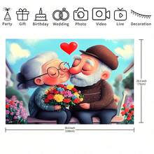 1pc Polyester Grandparents' Love Background Cloth, Romantic Couples Celebration Banner, Multipurpose Event Wall Decor, No Power Needed, Suitable For Weddings, Engagements, Valentine's Day, And As A Photography Studio Booth Decoration. - Multicolor - View 5