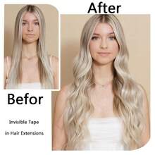150grams Tape In Hair Extensions Human Hair,#60 Platinum Blonde 16-26inch,20Pcs/50Grams,100% Brazilian Remy Tape Ins Real Human Hair Extension,Christmas Birthday Gift For Women, Perfect For Daily Party & Wedding Use, 4-5 Packs To Add Length & Volume - S60 - 查看 6