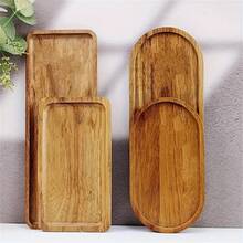 Wooden Cups And Plates, Multifunctional, Long Oval Shaped, Rectangular Tray. Wooden Tray, Beauty Display Tray, Perfume Tray, Bathroom Tray, Tableware Wooden Tray, Cake Tray. Kitchen Tray, Suitable For Dessert, Perfume Jewelry, Bath Supplies, Cosmetics, Bohemian Style, Rural Style Garden Tray, Paper Cup Tray, Suitable For Birthday, Easter, Father's Day, Mother's Day, Table Decoration