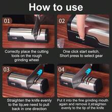 Professional USB Rechargeable Portable Electric Knife Sharpener, Adjustable Angle Sharpener 20 Degree Straight Edge, 1200mAh Lithium Battery Long Lasting, For Kitchen Knife, Slicer, Santoku, Peeler, Ceramic Knife Sharpening And Polishing - Multicolor - View 7