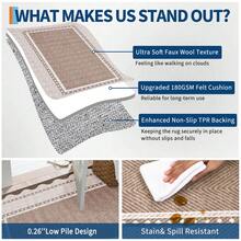 1PCS Room Decor Bordered Rug Scalloped Geometric Pattern Modern Washable Low Pile Area Rug For Living Room Bedroom Contemporary Non Slip Large Rug Low Pile Stain Resistant Carpet For Classroom Dining Room Runner For Hallway Kitchen Enterway - 紅棕色 - 查看 5