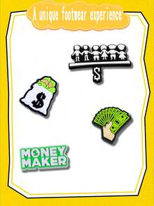 16 buc. Pandantive pentru pantofi DIY cu semnul dolarului, potrivite pentru brelocuri, sandale, genți de plajă etc., fabricate din material PVC, accesorii decorative de înaltă calitate, cadouri excelente pentru Crăciun, ziua de naștere, petrecere, vară, școală și multe altele - Temă dolar american - Vizualizare 6