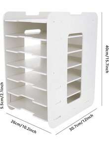 Organizador de papel para archivos de oficina de 7 capas para escritorio, organizador de escritorio con estante de archivos blanco, bandeja de papel apilable para el hogar, oficina, escuela, aula - Blanco - Ver 2