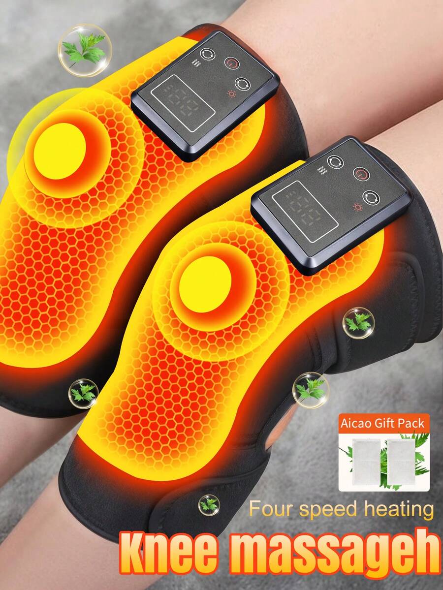 1pc/Pair Knee Massager With Heating And Vibration Function, Relieve Pain, 4 Heating Modes And 3 Massage Modes, Adjustable For Knee/Elbow/Shoulder, Wireless Rechargeable Heated Knee Brace, Suitable For Both Men And Women, Essential For Keeping Warm In Winter