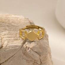 1pc Geometric Rhombus Open Ring, Minimalist Luxury Style, Suitable For Urban Women's Daily Commute, Dating, Fashion Enthusiasts' Accessory Choice - Square Ring - View 5