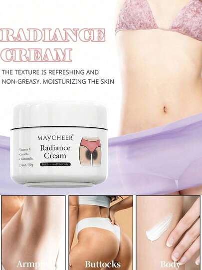 1支身体美白霜，淡化黑斑，适用于私密部位和比基尼区域，富含维生素C，提亮肤色，女性私密护理乳液，适用于腋下、大腿内侧、臀部内侧和娇嫩的私密部位。