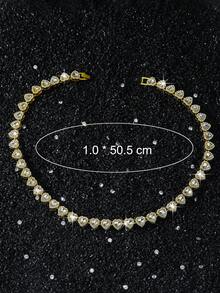 1 Set Men's Heart Patchwork Chain Necklace And Bracelet Set