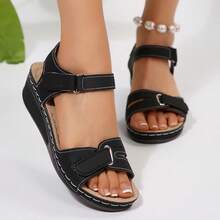 New Vintage Women Sandals, Perforated Design, Round Toe, Wedge Heel, Comfortable