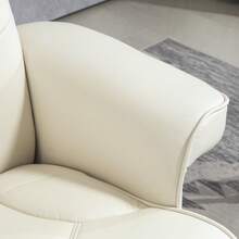 HOMCOM Relaxing Chair With Ottoman, TV Chair With Reclining Function, Rocking Function, Padded Recliner With Adjustable Backrest, Up To 150 Kg, For Living Room, Faux Leather, Cream White - 1 - 查看 7