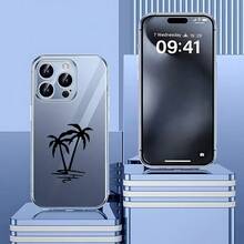 Carcasa de teléfono impreso transparente de moda Cubierta Transparente para iPhone con Diseño de Palmeras Negras Protector del Teléfono Celular Estilo Minimalista Ideal para Verano y Viajes a la Playa Para apple, teléfonos - transparente - Ver 2