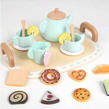 Wooden Simulation Children's Afternoon Tea,Dessert Cake,Tea Making Pots,Cups,Tea Sets,Wooden Toys