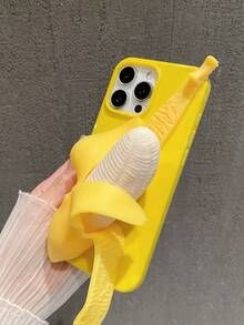 趣味减压软壳 3D 逼真香蕉黄手机壳，可玩手机壳，兼容 11/13/14/15/16/16 Plus/16 Pro Max - 黃色 - 查看 8
