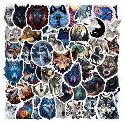 60张狼贴纸，野生动物防水装饰贴纸，狼主题配件，酷炫玩具贴纸，适用于水瓶、笔记本电脑、手机、行李箱等，非常适合母亲节、教师节、毕业典礼、节日、生日、奖励、派对礼品、男孩玩具和汽车装饰。