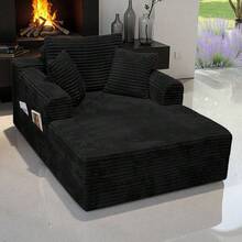 47'' Boneless Cloud Sofa Bed – Deep Seat Cushion No Assembly Required, Modern Fluffy Loveseat Couch For Living Room & Bedroom,For Small Spaces, Apartment, Movie Night - 黑色 - 查看 1