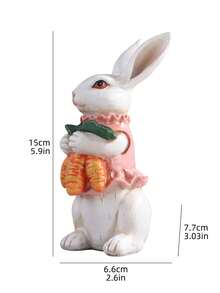 Easter Bunny Holding Egg Resin Sculpture Decorative Figurine For Home Bedroom, Living Room, And Holiday Atmosphere Decoration - White - View 5