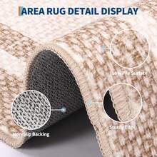 Modern Bordered Solid Color Rug Large Size Washable Area Rug Simple Neutral Tones Foldable Printed Decorative Rug Soft And Non-Slip For Bedrooms Dining Rooms Offices Hallways Apartments - Beige - View 8