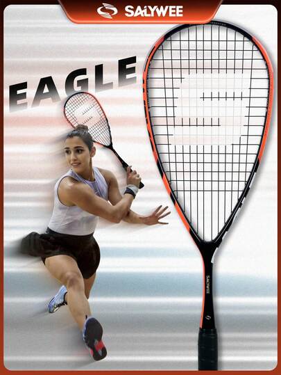 SALYWEE Squash Racket With Free Bag, Full Carbon Fibre Lightweight Squash Racquets, 12*17 String Pattern, Indoor Sports Squash Training Supplies For Men & Women, Professional Competition Sports Gear, Suitable For Intermediate Players