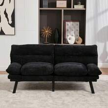 Modern Chenille-Zweisitzer Mit Ergonomischem Design, Luftdurchlässiger Sitzfläche, Verstellbarer Rückenlehne Und Armlehnen Sowie Metallbeinen Für Optimalen Comfort Und Stabilität. - Black - View 5