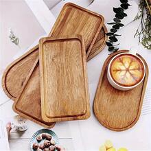 Wooden Cups And Plates, Multifunctional, Long Oval Shaped, Rectangular Tray. Wooden Tray, Beauty Display Tray, Perfume Tray, Bathroom Tray, Tableware Wooden Tray, Cake Tray. Kitchen Tray, Suitable For Dessert, Perfume Jewelry, Bath Supplies, Cosmetics, Bohemian Style, Rural Style Garden Tray, Paper Cup Tray, Suitable For Birthday, Easter, Father's Day, Mother's Day, Table Decoration