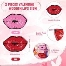 1 pieza/2 piezas Decoración de labios grandes de madera en rojo brillante/rosa suave - Diseño encantador y romántico, tamaño aproximado de 16 x 9 x 1,2 cm, decoración artesanal para el hogar, ideal para la decoración de la mesa/bandeja del Día de San Valentín, decoración para propuestas/fiestas de amor y regalo de aniversario romántico - Multicolor - Ver 11