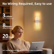 Crystal Motion Sensor Wall Lamp, Acrylic Modern Smart Sensor Wall Light, Night Light, Indoor Motion Sensor Wall Lamp, Wireless LED Wall Light, Wall Lamp, Battery-Powered, Adhesive Design, Rotatable, Portable, Easy To Install, Adjustable Color Temperature And Brightness, Suitable For Hallways, Bathrooms - Multicolor - View 7