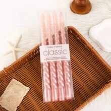 A Box Of 4 Morandi Gradient Colored Threaded 10 Inch Long Candles, Suitable For Home Use, Romantic Weddings, Decoration, And Candlelight Dinners Gifts Birthday Graduation - Multicolor - View 30