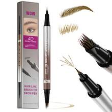 W3W 2-In-1 Eyebrow Pencil & Eyeliner, Natural Waterproof Sweat-Resistant Long-Lasting Buildable Eyebrow Pencil, Women Dual-Ended Micro-Sculpting Eyebrow Pencil, Waterproof, Creates Defined Natural Brows, With Built-In Eyebrow Brush