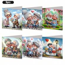 6pcs DIY Diamond Painting Birthday Greeting Card Set, Cute & Happy Grandma Theme Postcards, Unique Handmade Design, New Year Card, Birthday Wishes, Holiday & Event Party Greeting Cards, (Includes 6 Envelopes), Ideal For Expressing Warm Blessings To Elders, Family, And Friends, Diamond Painting Card Postcards To Express Heartfelt Sentiments, Best Gift To Show Your Feelings.