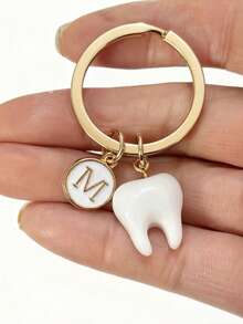 个性化牙医牙齿钥匙扣礼品 - 樹脂牙齒白色 - 查看 5