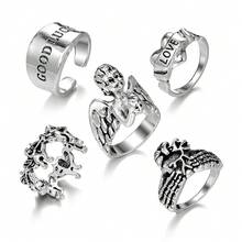 6PCS Skull Snake Geometric Cross Fashion Retro Vintage Personality Temperament High-End Ring Set - Kiểu 1 (58-2149) - Xem 13