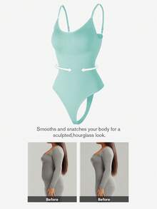 1 st sömlös shapewear-body för kvinnor, stringtrosa, bantningsbody, magkontrollbody, shapewear, midjetränare - Mint Grön - Visa 3